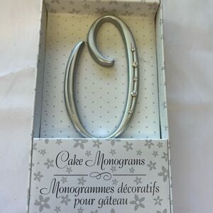 Silver Number `0’ With Rhinestones Cake Monogram Topper